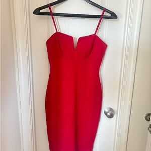Elegant Red Spaghetti Strap Dress